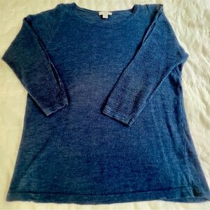 J.Jill Women Linen Blend Blue Sweater Slit 3/4 Sleeve Size Small Petite